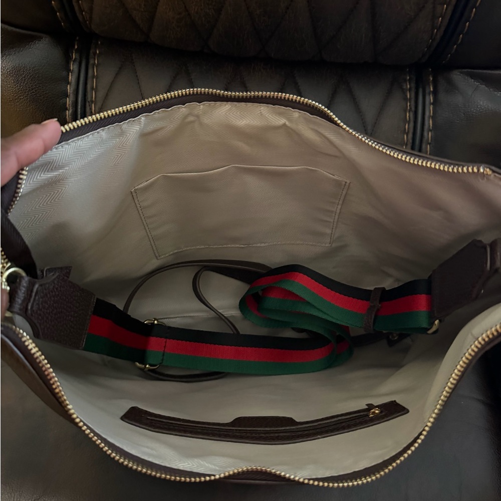 Designer Brown and Green Patterned Shoulder Bag - New - Picture 4 of 9
